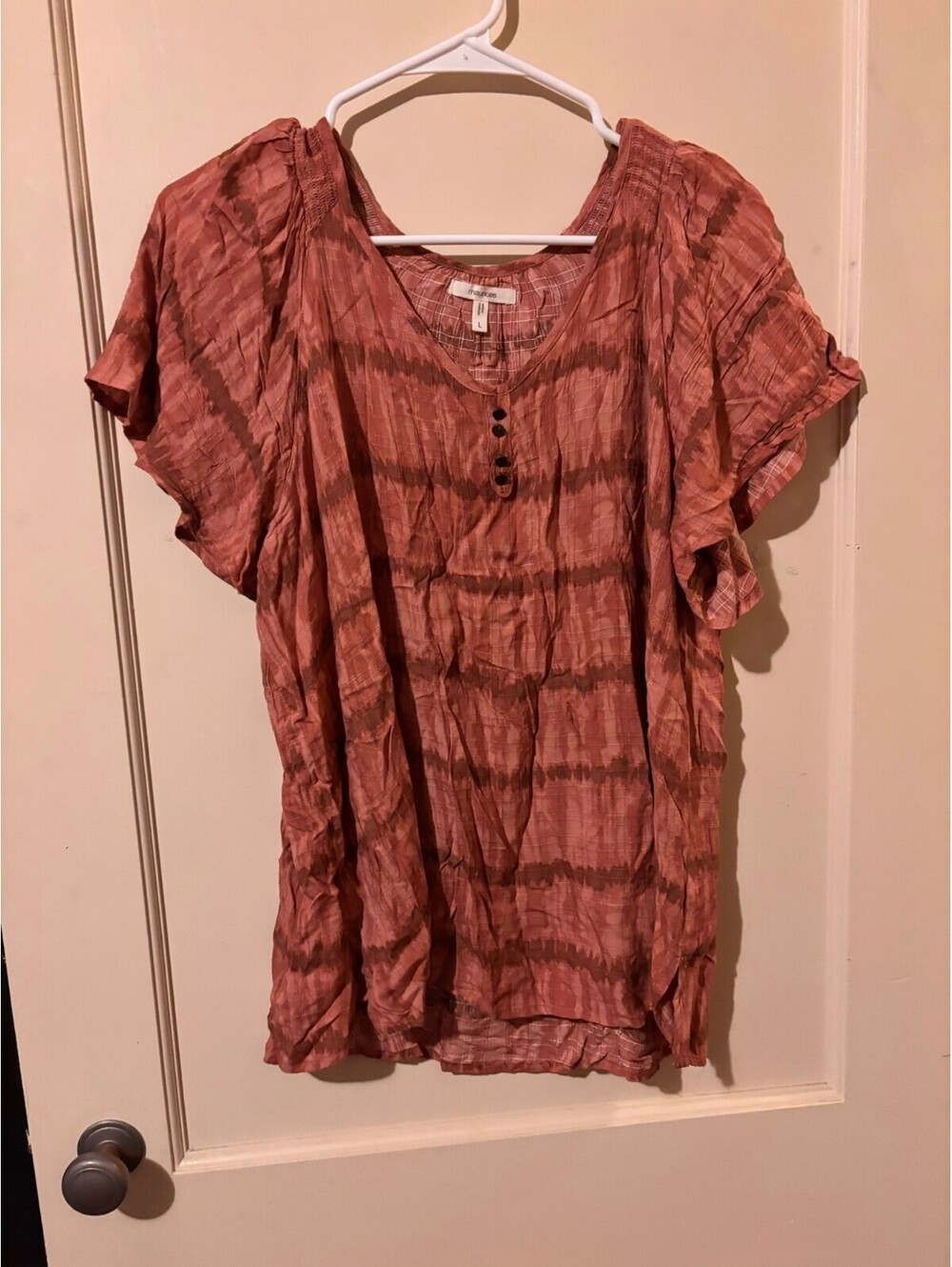 Pink tie-dye short sleeve blouse Large